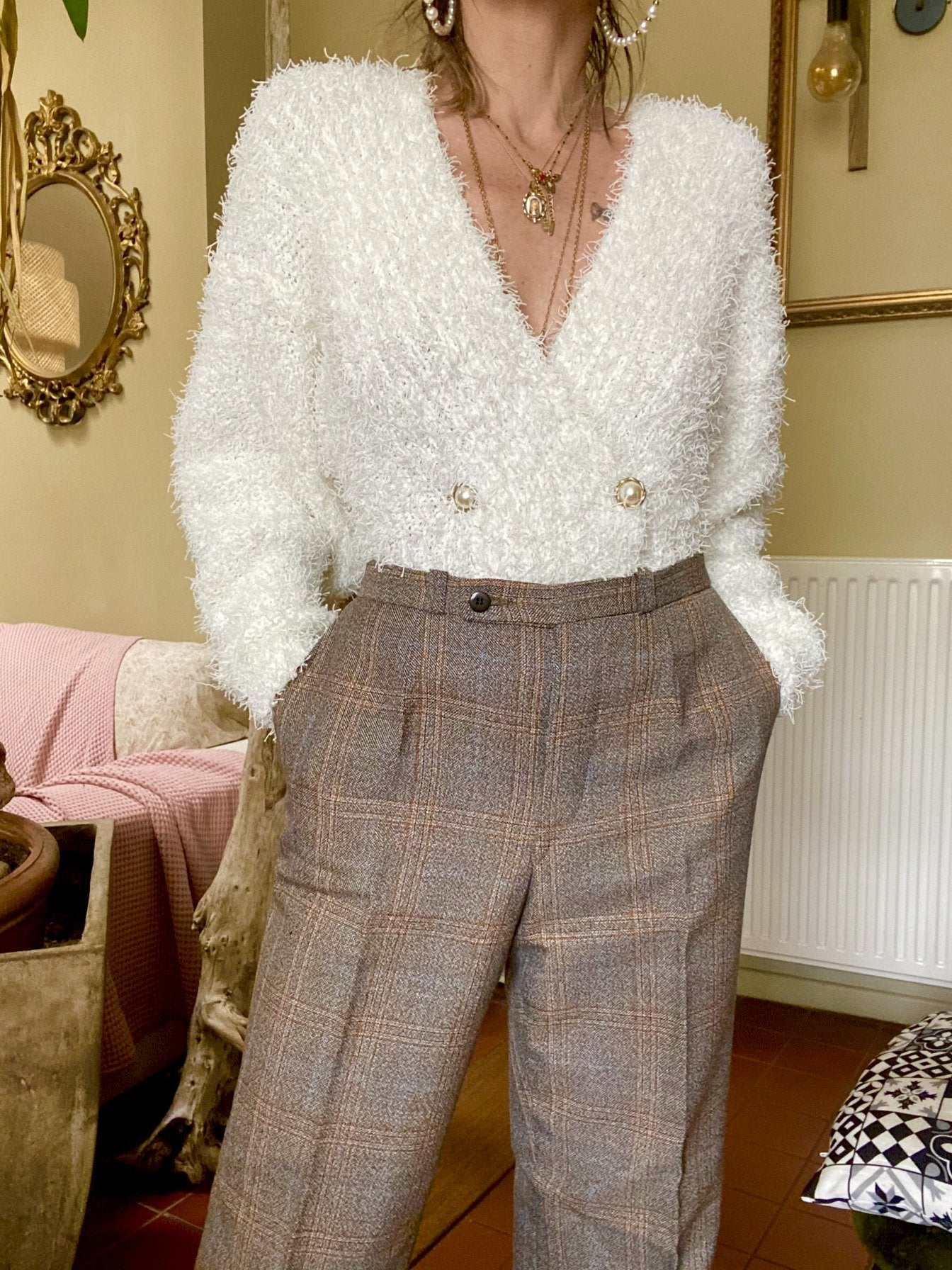 Pantalon à carreaux des années 70 taille 38