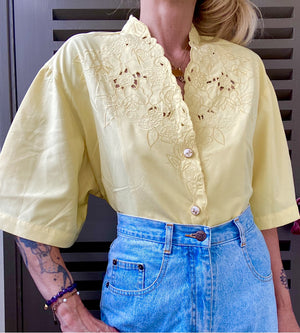 Magnifique blouse oversize des années 80 brodée