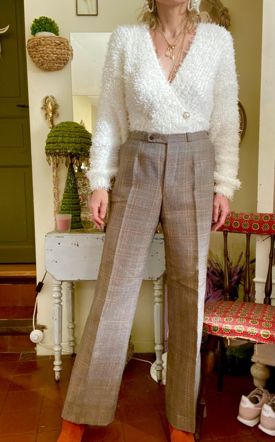 Pantalon à carreaux des années 70 taille 38